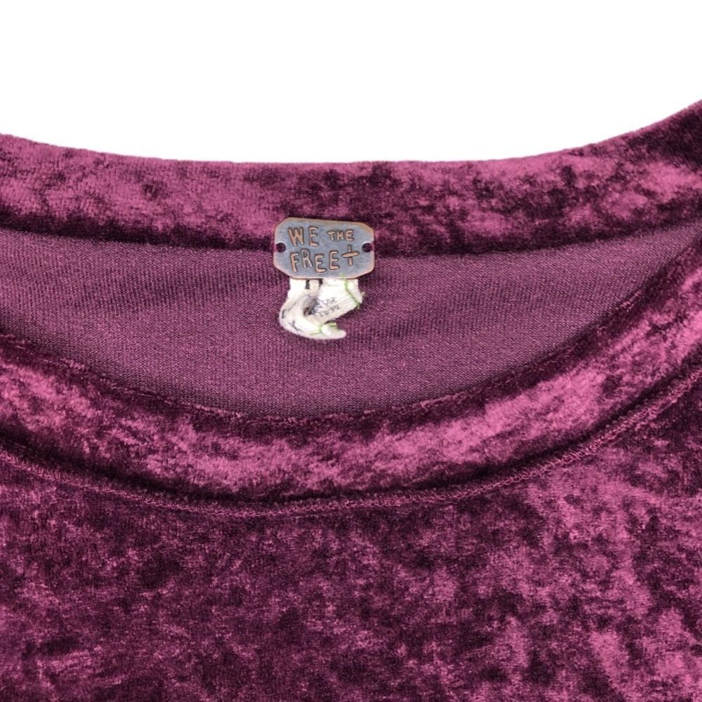 We the Free Milan Burgundy Crushed Velvet Layering Top - Picture 4 of 9